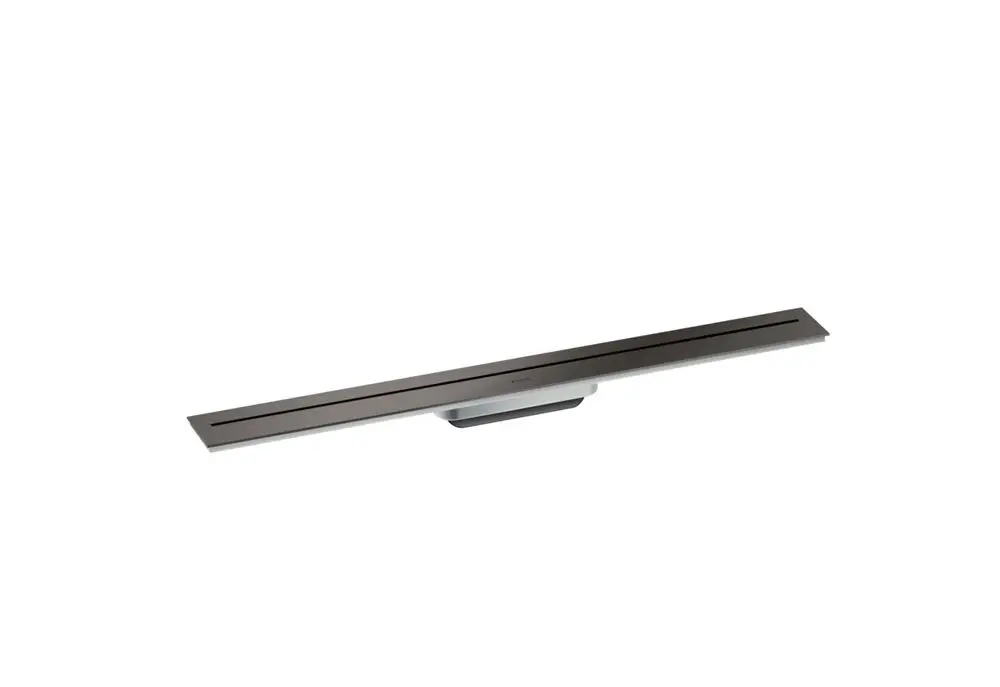Duschrinne in Brushed Black Chrome mit schlanker Bauform, geeignet zur Wandmontage. Produkt von AXOR, modernes Design für die Sanitärinstallation.